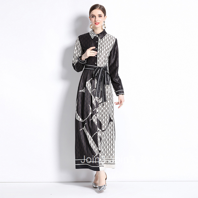 9881 fashionable waist cinching slimming positioning printed dress