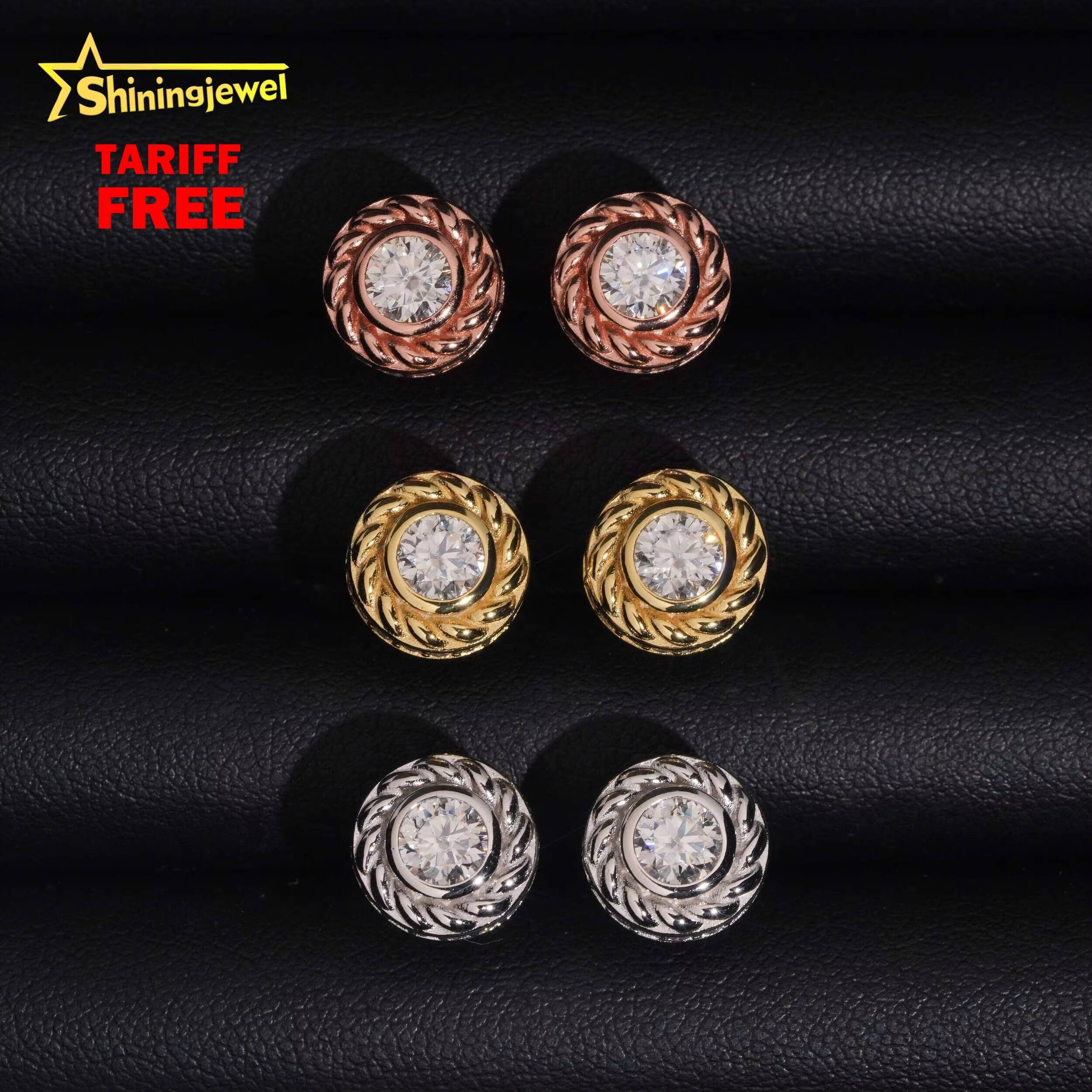 Hot Sale Classic 925 Sterling Silver Moissanite Ear Stud Hip Hop Jewelry Iced Out Women Moissanite Earrings GRA Certificated