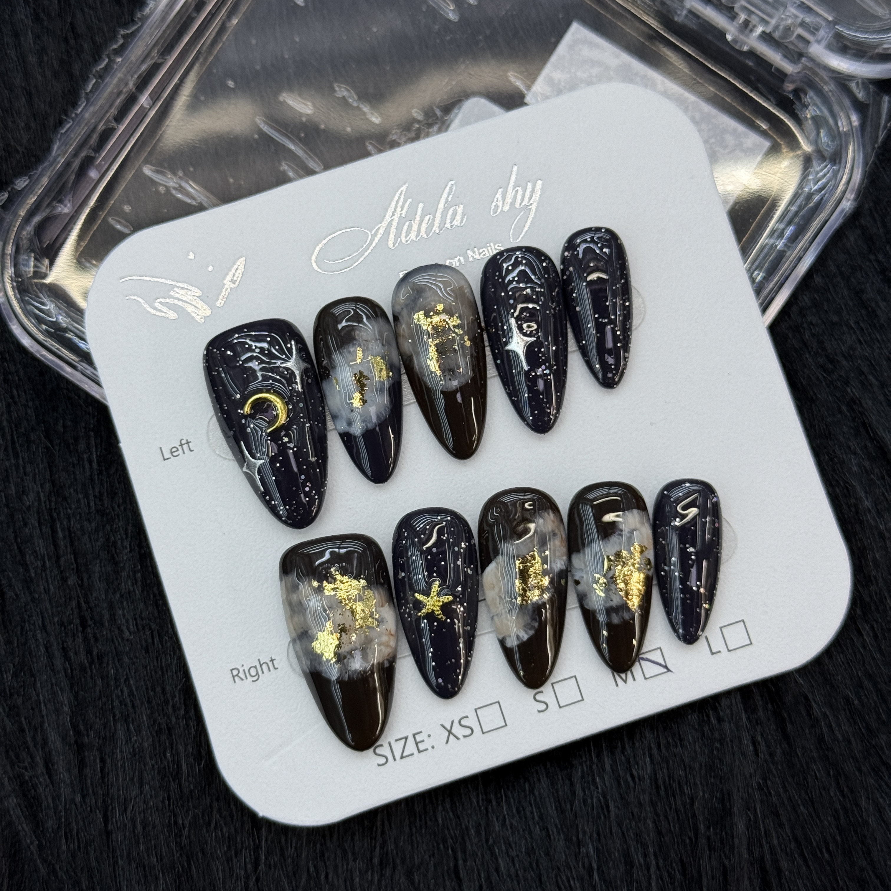 10Pcs Mystical Galaxy Press-On Nails - Dreamy Star & Moon Manicure Set