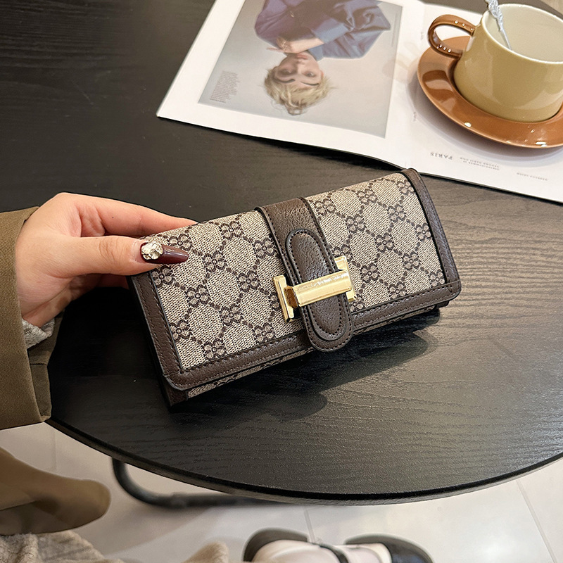 Luxury Brand Designer Bag Houndstooth Wallet For Women, Niche Light Luxury Coin Purse, 2024 New Model, High-End Simple Ins Style, Student Large Capaci