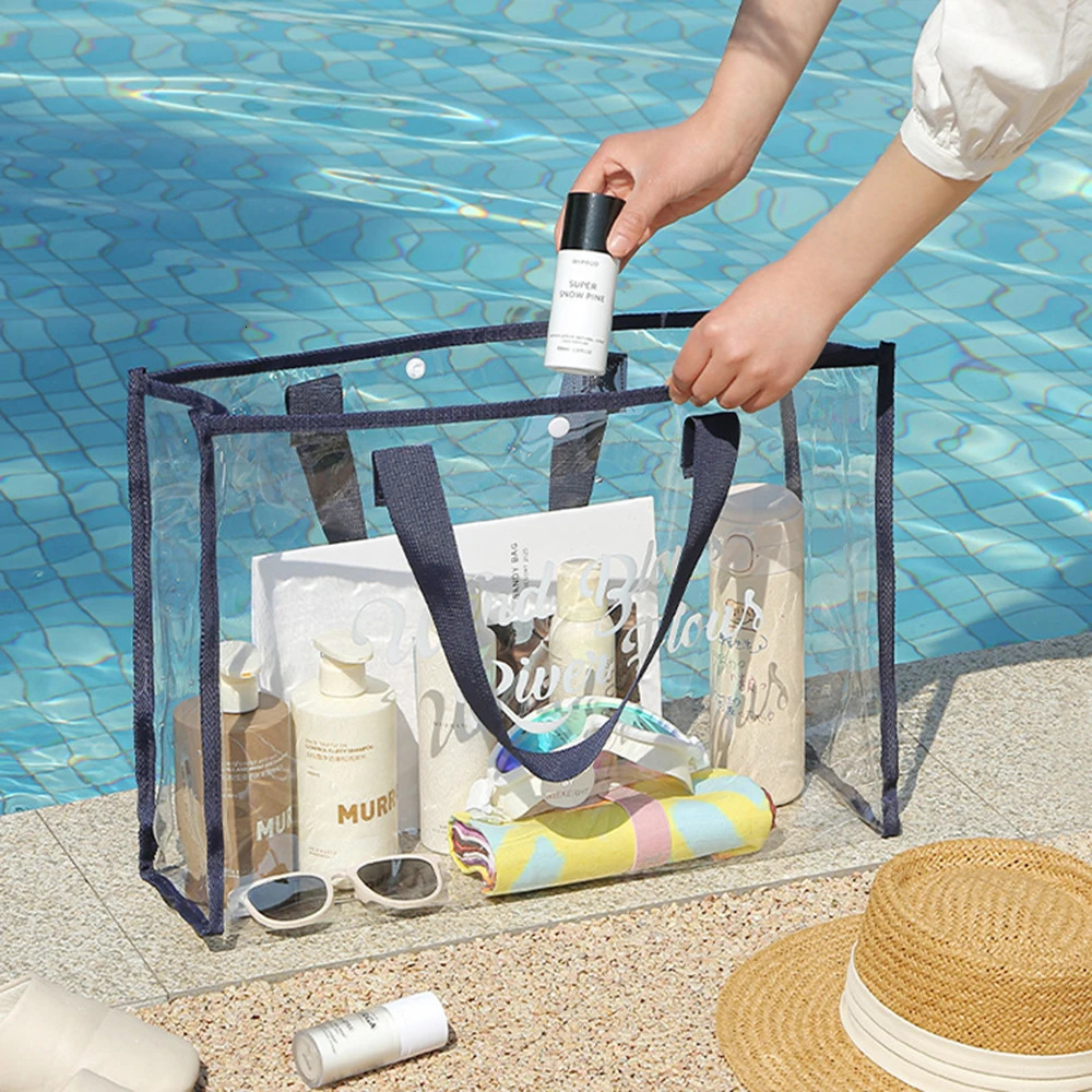 1PC Summer Large-Capacity Waterproof Beach Bag - Pvc Bag - Transparent For Swimming Traveling And Shopping 250714