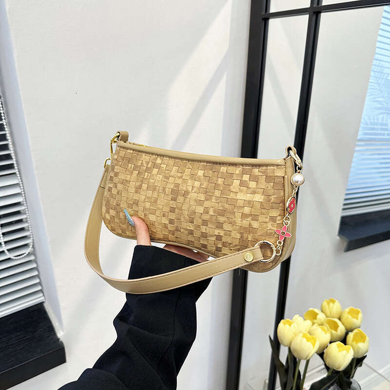 Trendy Woven for Women 2025 Summer New Color-Block Stylish Small Square Fashion Versatile Shoulder Crossbody Bag