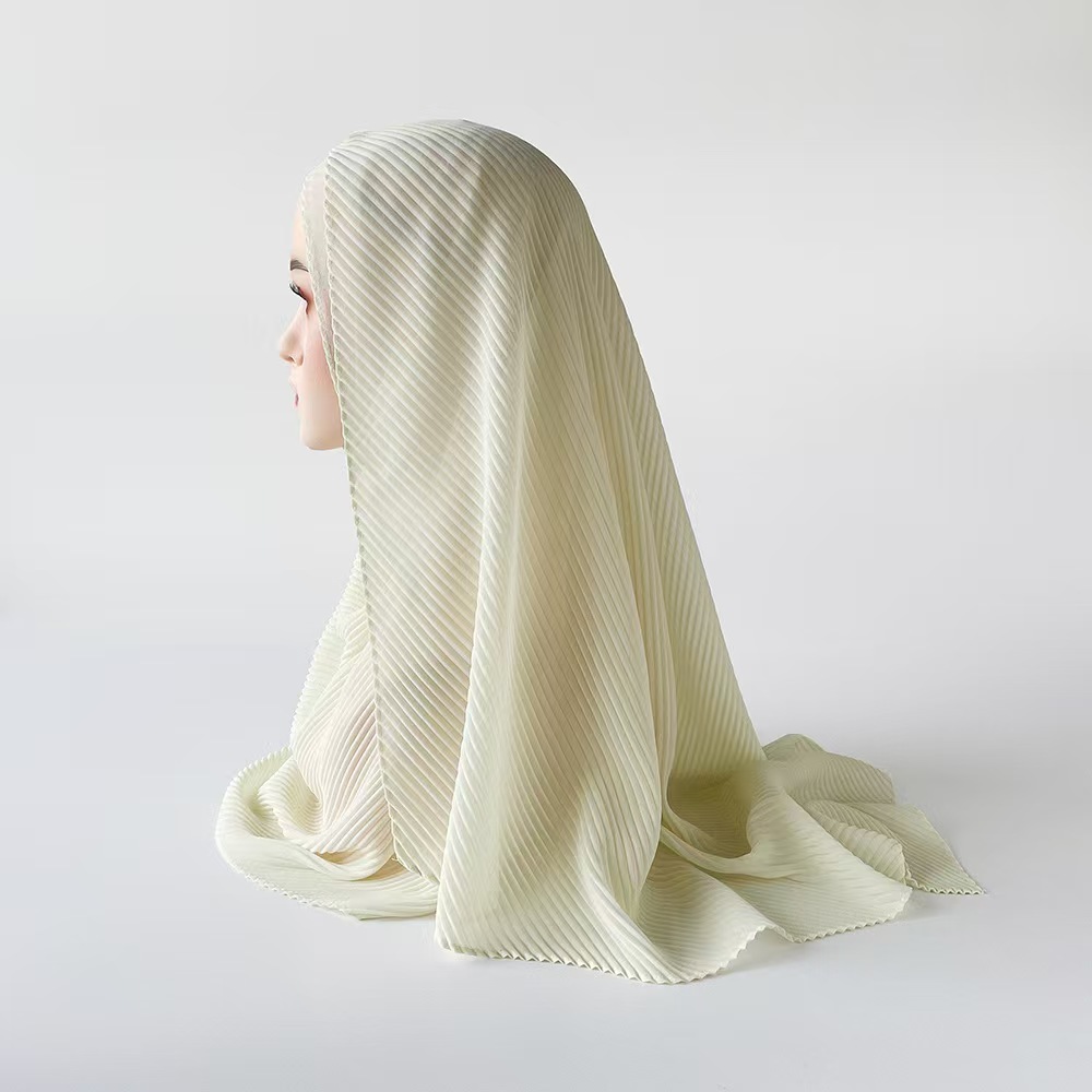 T1261 headscarf pearl chiffon wrinkled scarf pleated thin long scarf Arab ladies headscarf