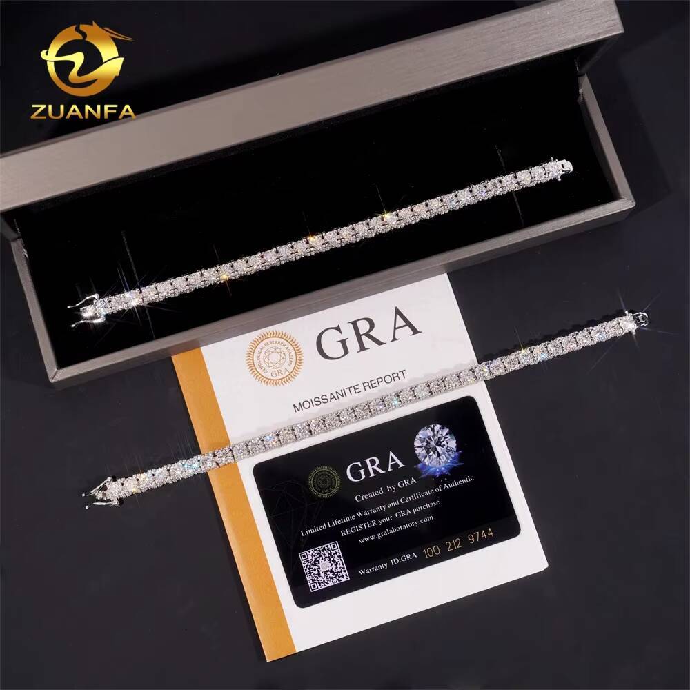 5mm 6.5mm Custom GRA Certificate VVS Moissanite Diamond-Studded Side Iced Out Tennis Chain 925 Silver Hip Hop Jewelry Link Chain