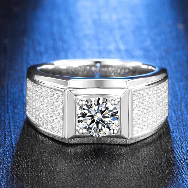 Moissanite 925 Sterling Silver Mens Series Ring