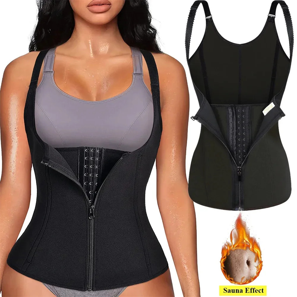 Waist Trainer Tank Top For Women Zipper Body Shaper Tummy Control Sleeveless Top Womens Activewear Body Shaping Underwear 250716