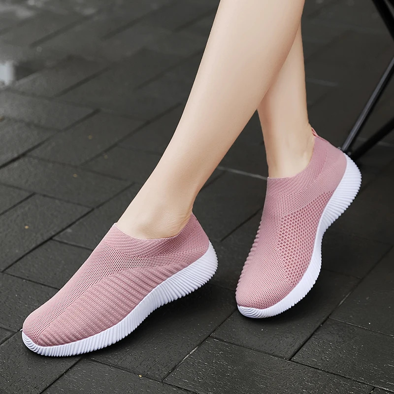 Womens Solid Color Sneakers Breathable Mesh Woven Outdoor Lightweight Low Top Walking Running Sports Socks Shoes 250716