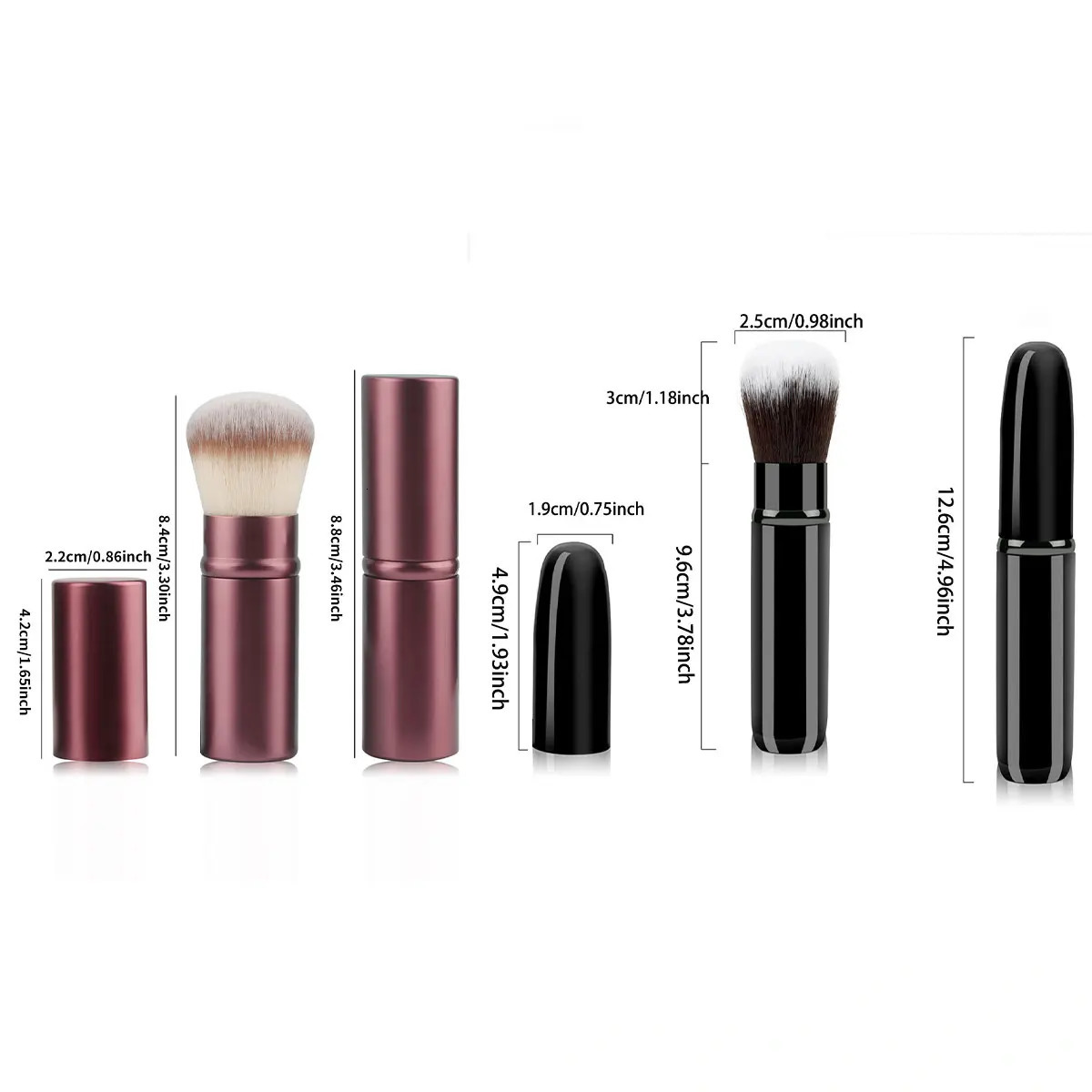 1pc Retractable Brush Makeup Powder Blusher Mini Multifunction Portable With Aluminum Handle 250714