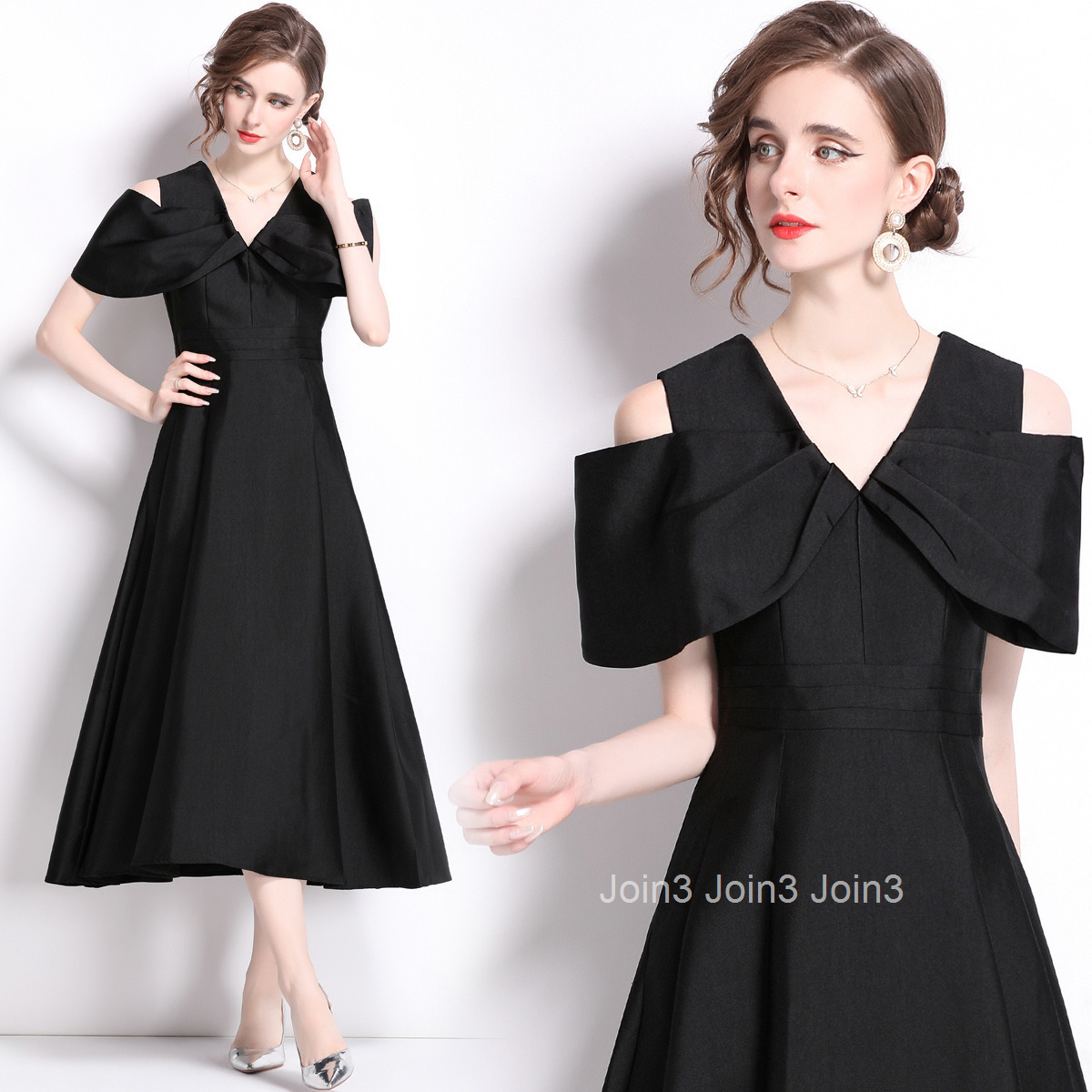 1658 Summer New Womens Clothing Style Three Dimensional Big Bow High Waist Big Swing Long Dress
