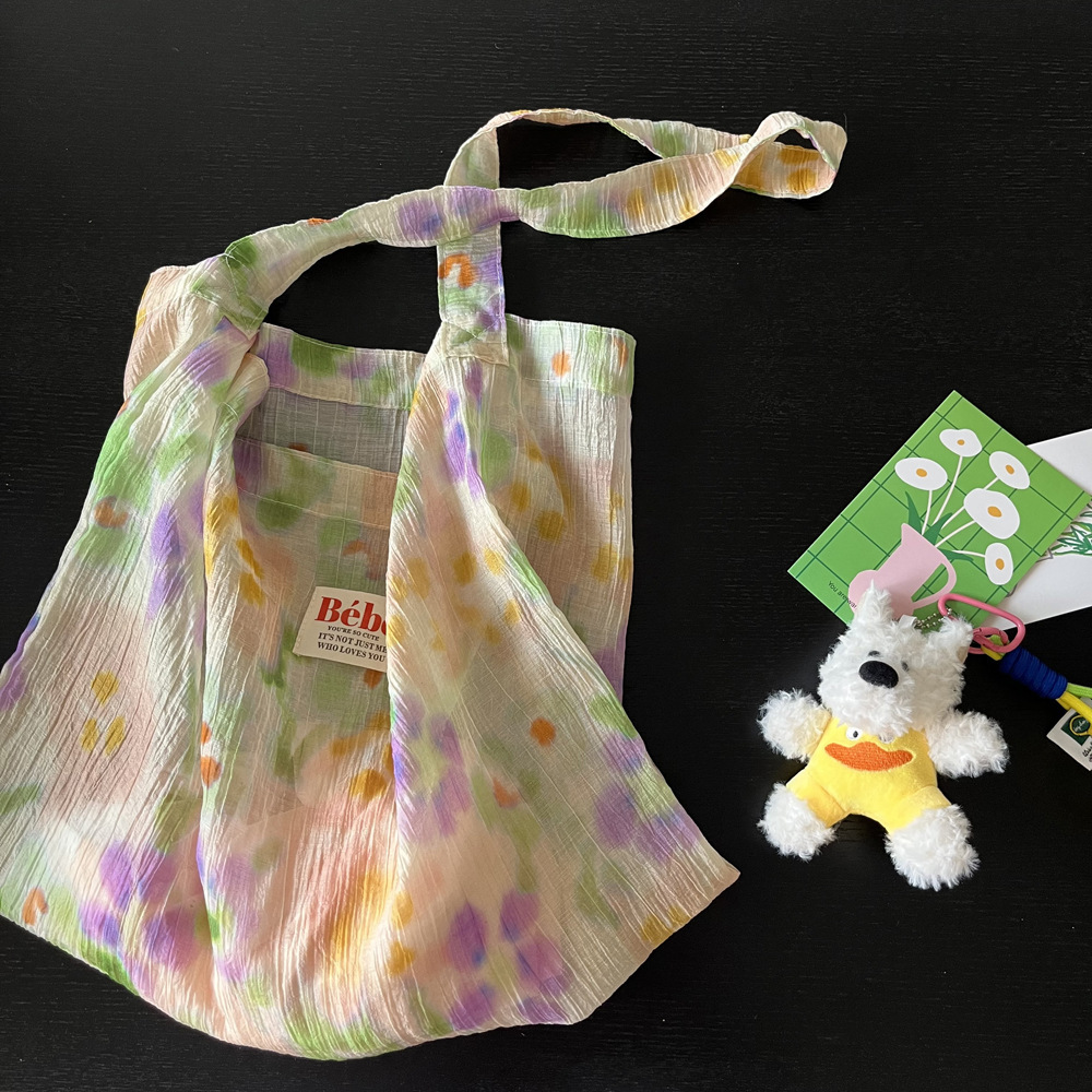 2025 designer's new Tencel gradient semi transparent cloth bag elegant hazy thin cloth bag women's shoulder bag crossbody bag