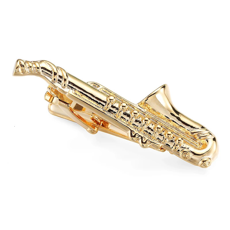 High quality music saxophone battleship aircraft tie clip fashionable mens accessory n carved horse 250715