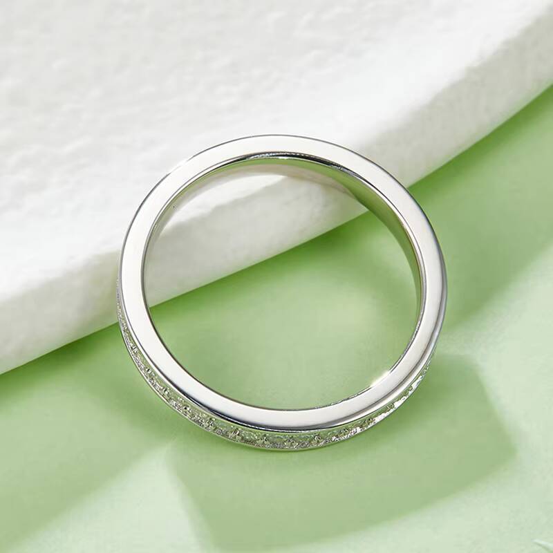 Eternity 1.5mm Moissanite Row Ring S925 Silver Plated in 18k White Gold Top Quality Moissanite Diamond Ring for Women