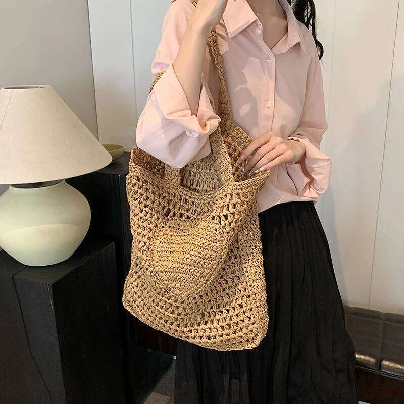 Women's Bags Designer Pure Hand-Woven Straw Bag, Excellent Quality, High-End Atmosphere On The Grade, Summer Leisure Vacation Beach