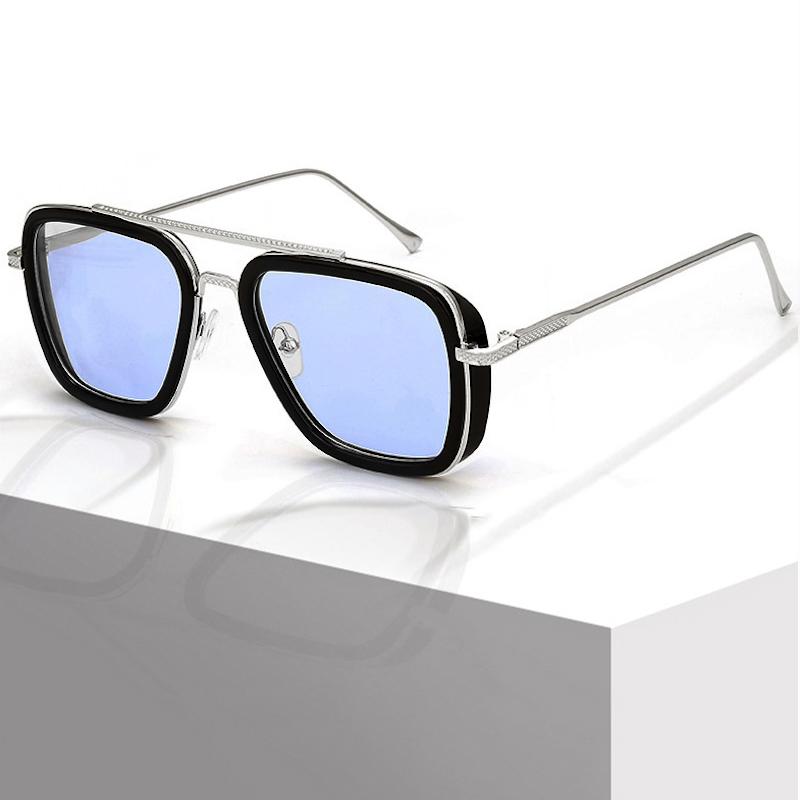 Square Pilot Sunglasses Designer New Mens UV400 dual beam Fashion European and American Metal Frame Korean Glasses Retro UV Protection Steampunk Tony 