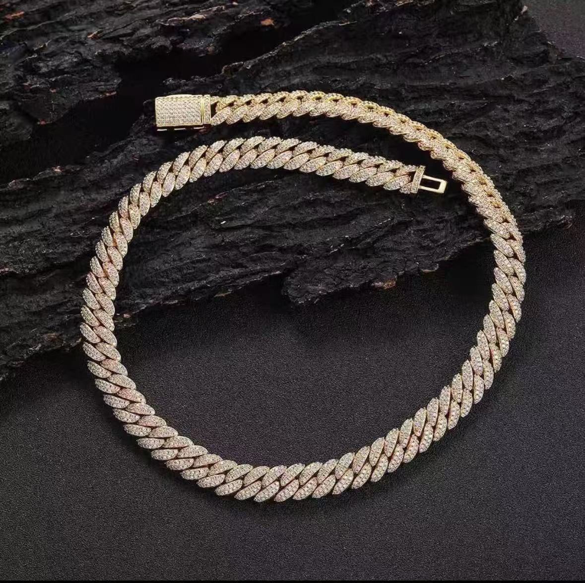 Triple Row Moissanite Bezel Set Cubic Zirconia Hiplife Pendant Necklace in Premium 925 Sterling Silversmith Craftsmanship