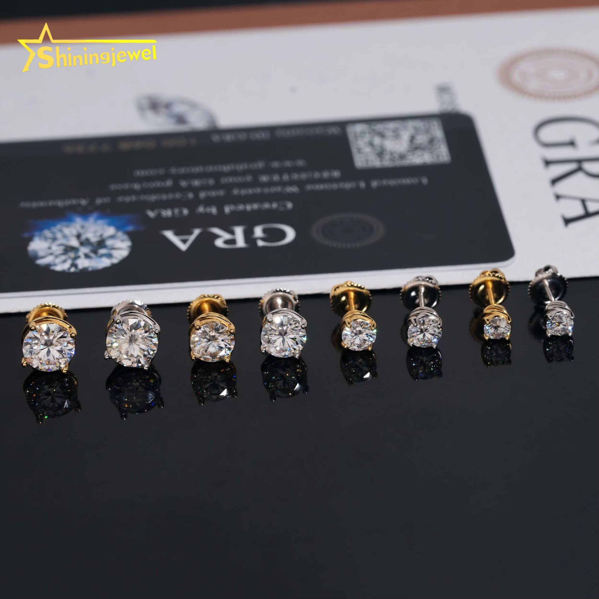 Factory Price Classic 4 Prongs 4MM 5MM 6.5MM 7.5MM Round Moissanite Earrings Iced Out Men Women Earrings Moissanite Jewelry