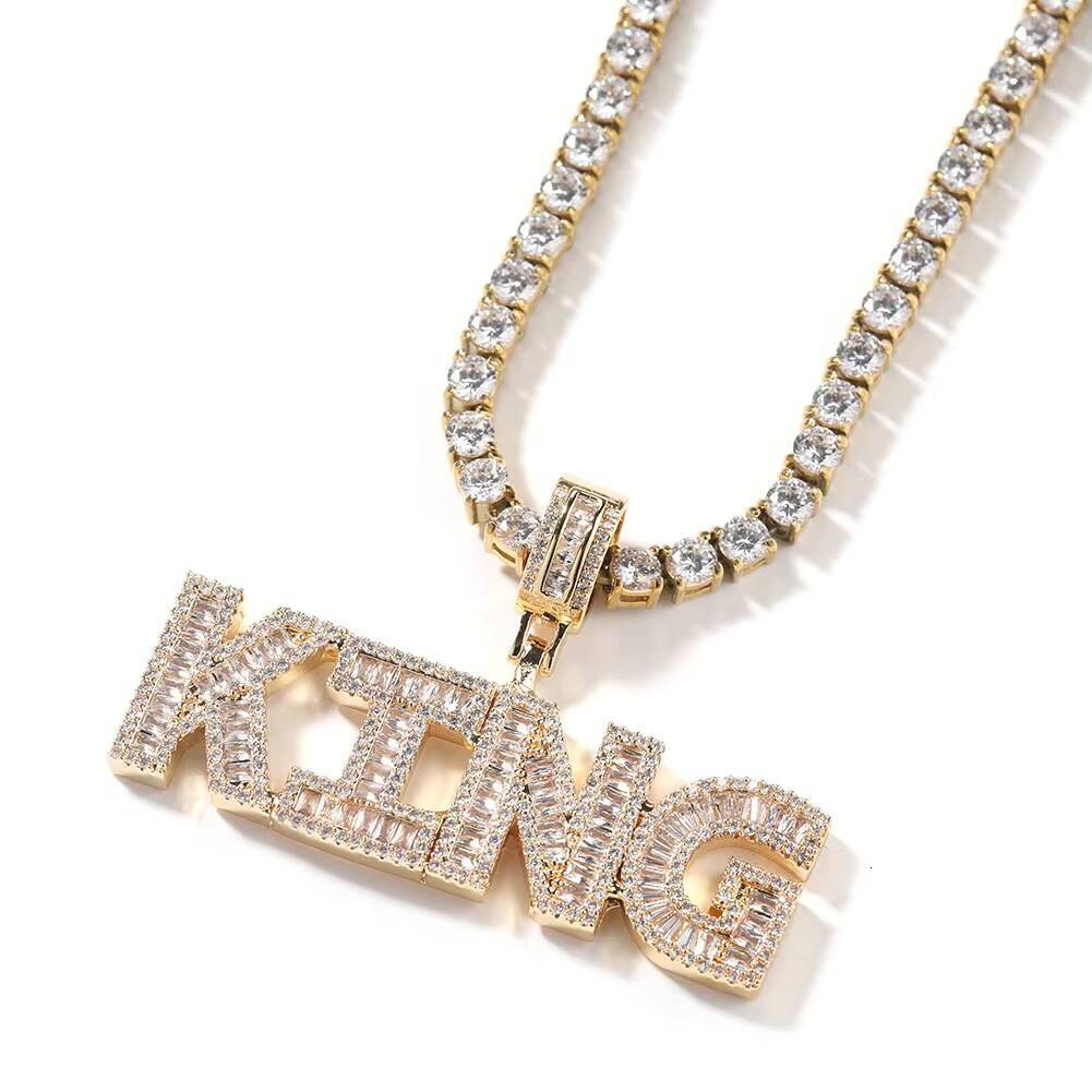 18k Gold Plated Personalized Initial Necklace Zircon Stone Ice Out Custom Letter Pendant Hip Hop Jewelry