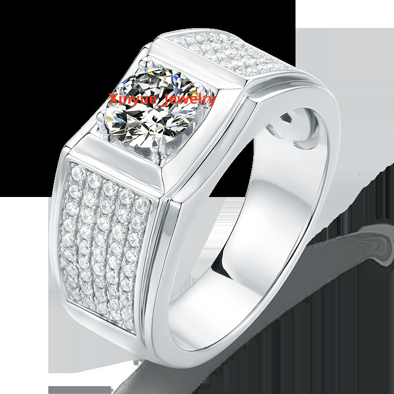 Moissanite 925 Sterling Silver Mens Series Ring