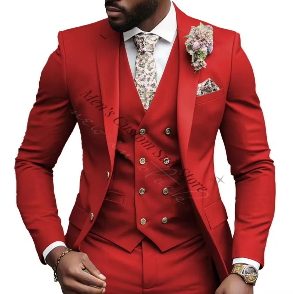 Fashionable Sage Green Mens 3-Piece Suits Regular Fit Notched Lapel Wedding Tuxedo Blazer Vest Pants Groomsmen Party Suits Wear 250717