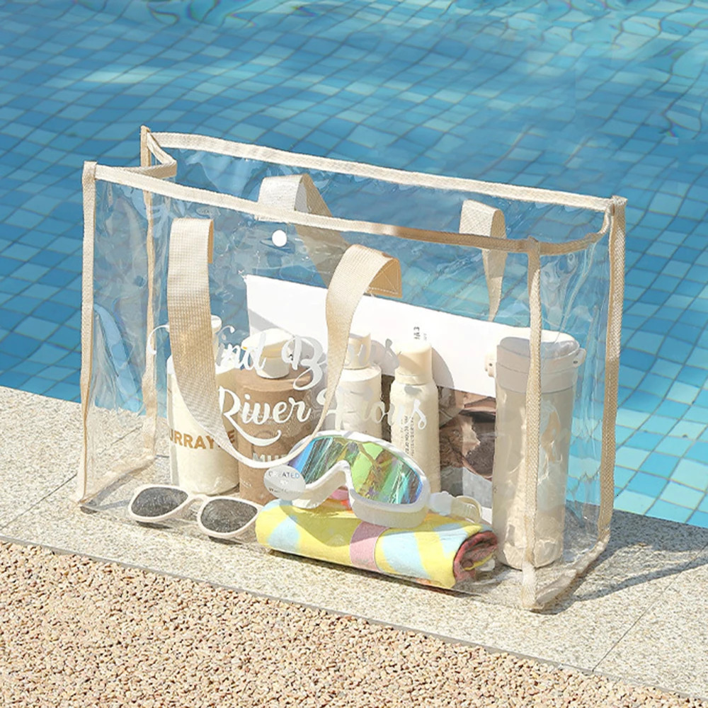 1PC Summer Large-Capacity Waterproof Beach Bag - Pvc Bag - Transparent For Swimming Traveling And Shopping 250714