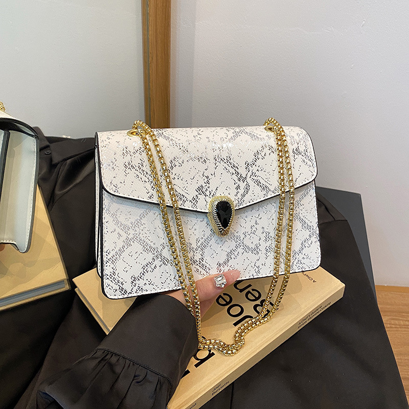 Luxury Brand Designer Bag Snake Pattern Bag Women's Bag Cross-Border Bags 2024 New European And American Retro Chain Bag Women's Single Shou