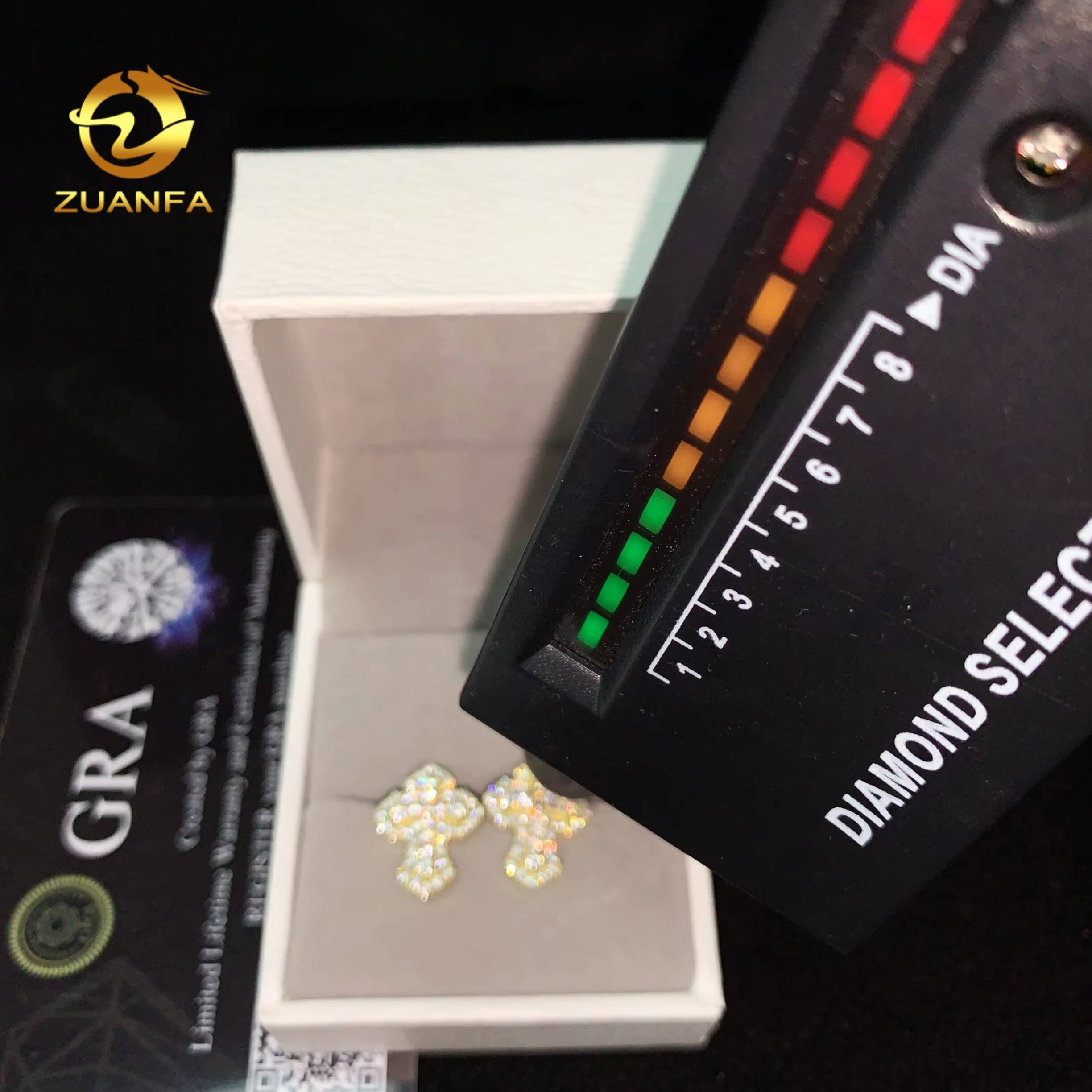 GRA Certificate Cross Moissanite Earrings Hoops Drop Earrings Cross Real Gold Plate 925 Hip Hop Jewelry