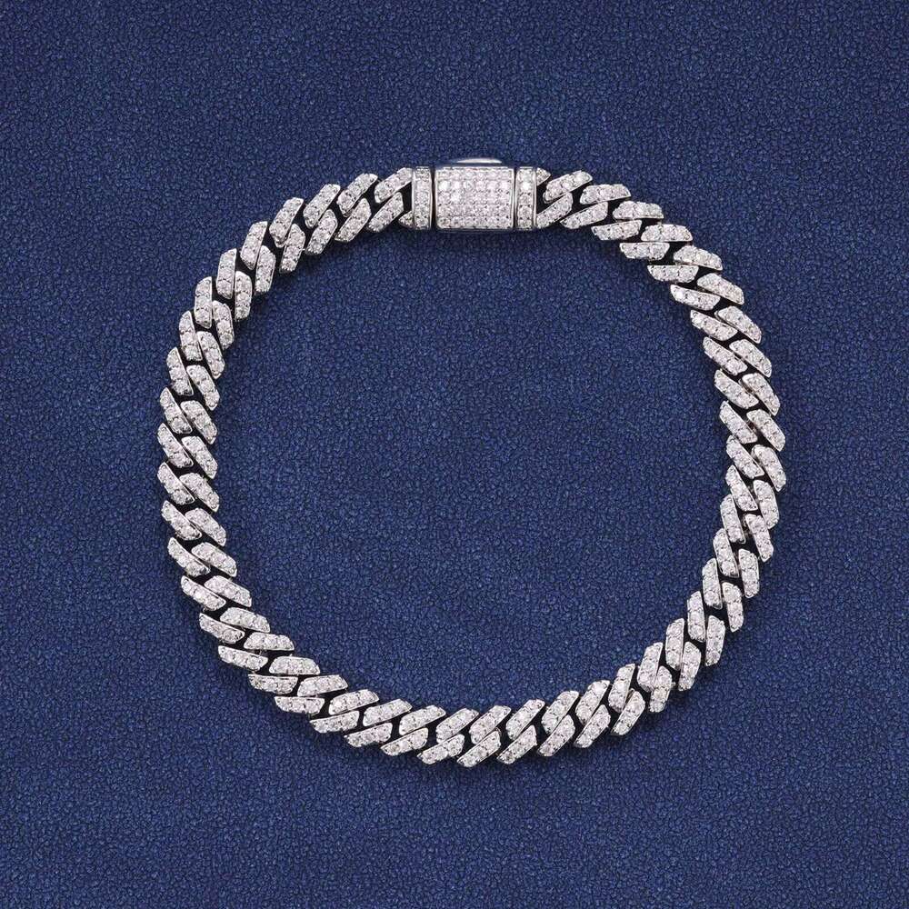 VVS D Moissanite Sterling Sier Cuban Bracelet Hip-Hop Style Cross Chain 6mm 8mm 10mm 12mm 16mm 18mm Sizes