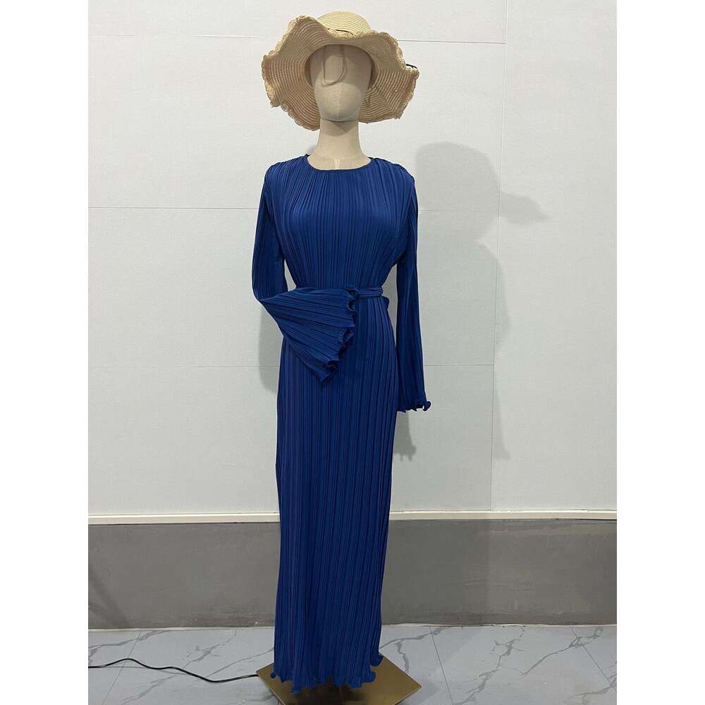 European and American Design Women's Fashion Autumn New Long Elegant Pleated Flared Sleeve Mid-Length Dress