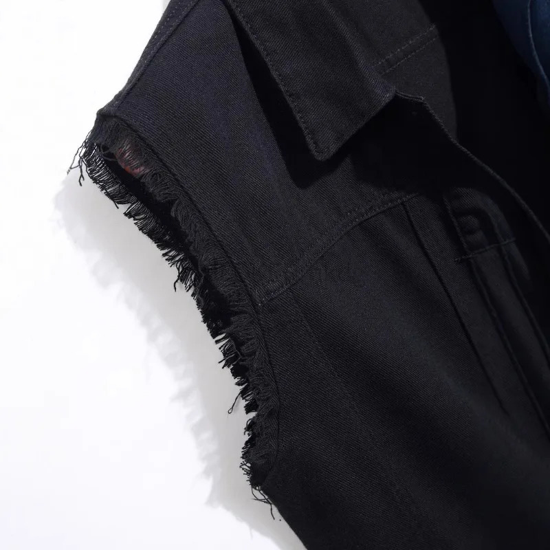 2025 Spring Summer Vintage n Mens Black Denim Vest Male Sleeveless Jackets Cotton Coat Tank Top Casual Jean 250707