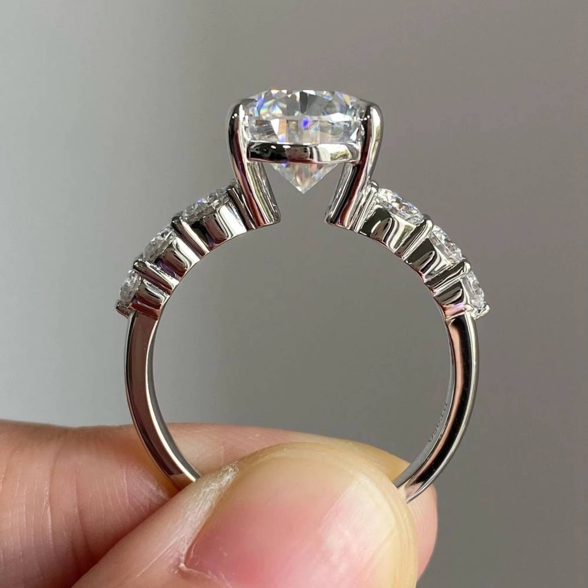 Premium Quality 4.25 Ct Pear Cut Moissanite Diamond Ring 18k Yellow Gold Original Jewelry Silver Parties-Wholesale Factory Price