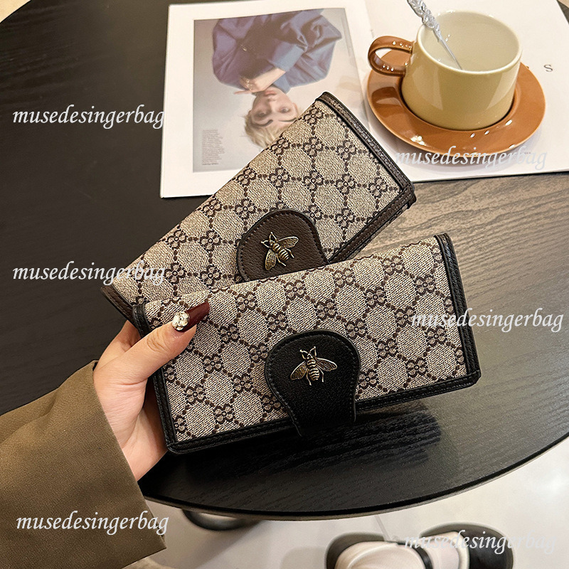 Luxury Brand Designer Purse Vintage Bee Wallet For Women Long and Short Fashion Beauty INS Style Classic Vintage Handbag Causal Bag Multiple Card Slot