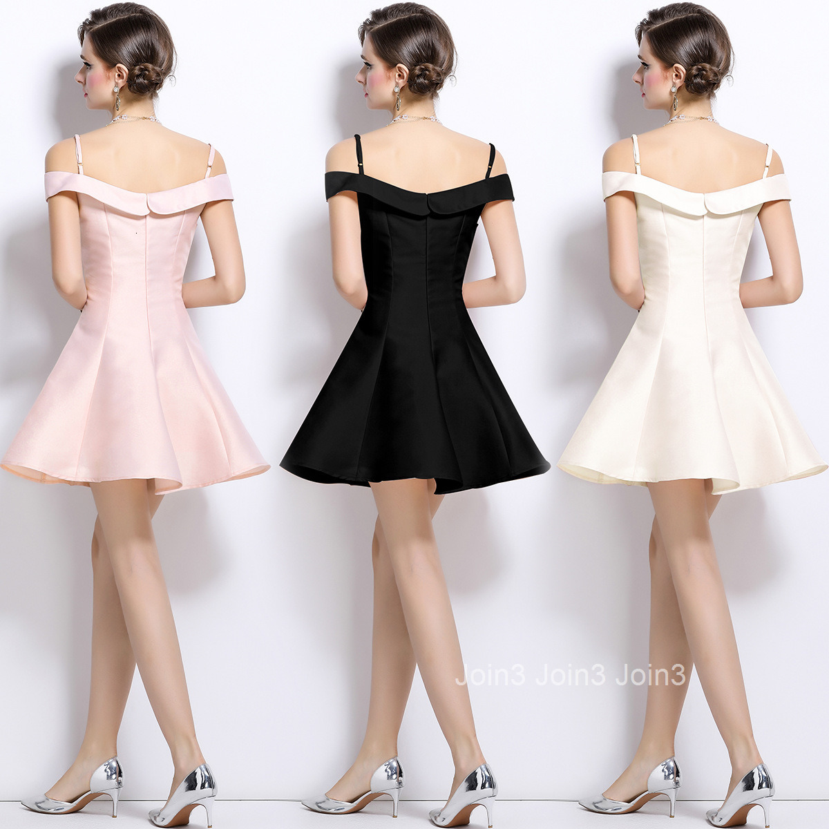 6991 Off-Shoulder Strap Dress Spring Summer New Goddess Style Elegant Socialite Party Mini Dress
