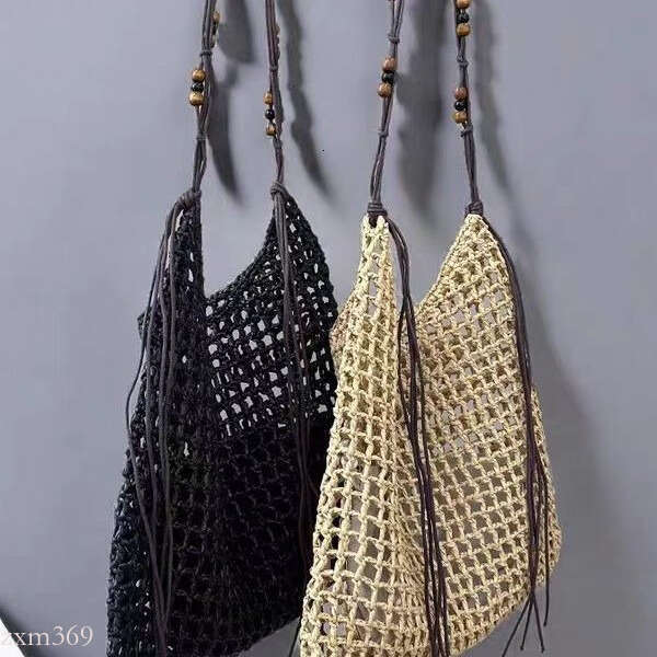 Summer Beach Raffia Woven Beaded Underarm Large Capacity Shopping Single Shoulder Tote Bag for Women