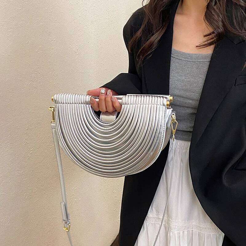 Designer Bag MOODS Evening Clutch Purses For Women Golden Noodle Half Moon Crossbody Bag Wedding Dinner Party Designer Handbags