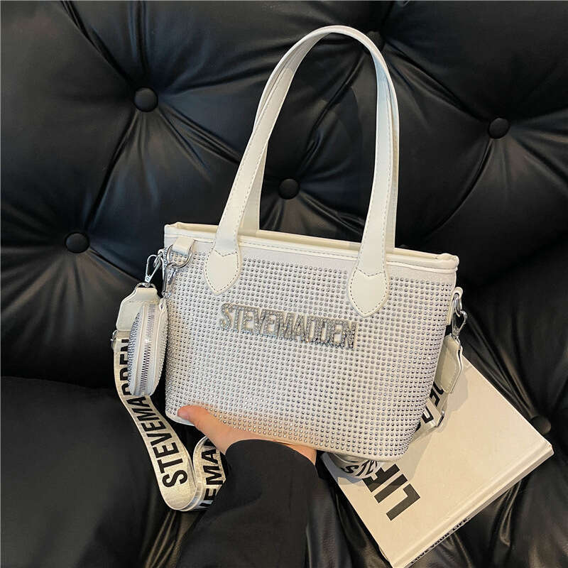 Niche Bags Fashion Simple Trendy Rhinestone Letter Handbag 2024 New Style Textured Crossbody Bag
