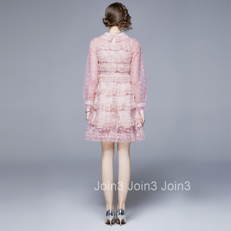 6954 Autumn New Womens Fashion Elegant Temperament Doll Collar Long Sleeve Cake Dress Slim Fit Dress