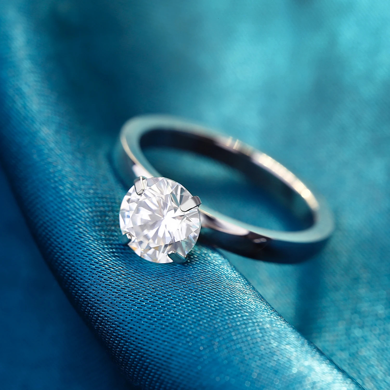 1.5 CT Solitaire Engagement Stainless Steel Rings Wedding Bands for Women DIY Interchangeable Cubic Zirconia Promise Rings 250715