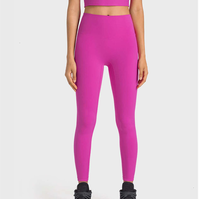 Lycra fabric Solid Color Women yoga pants High Waist Sports Gym Wear Leggings Elastic Fitness Tight Lady Outdoor Sports Trousers