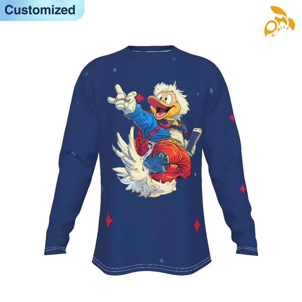 free shipping designer of customized breathable comfortable All-Over Print Men's long-sleeved T-shirt with exquisite patterns from US