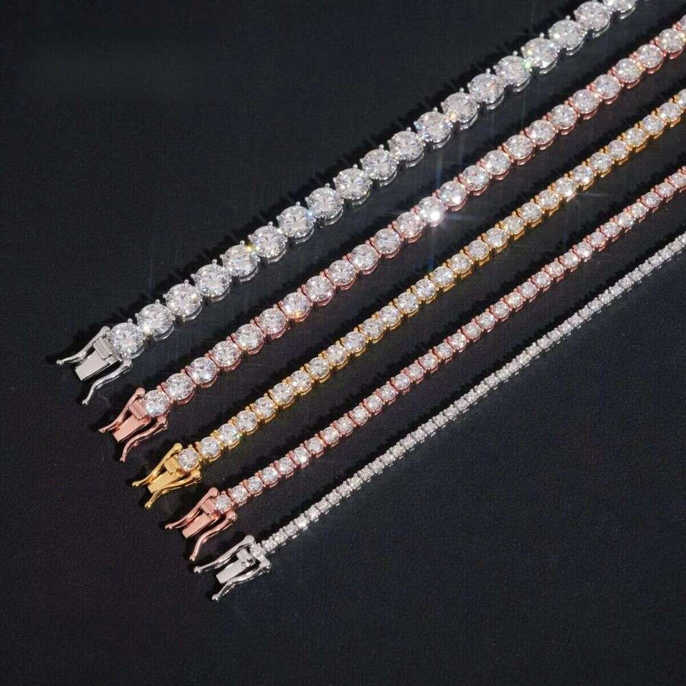 High Quality Pass Dia Tester Hip Hop Sterling Sier 2mm 3mm 4mm 5mm 6.5mm Moissanite Tennis Chain Bracelet