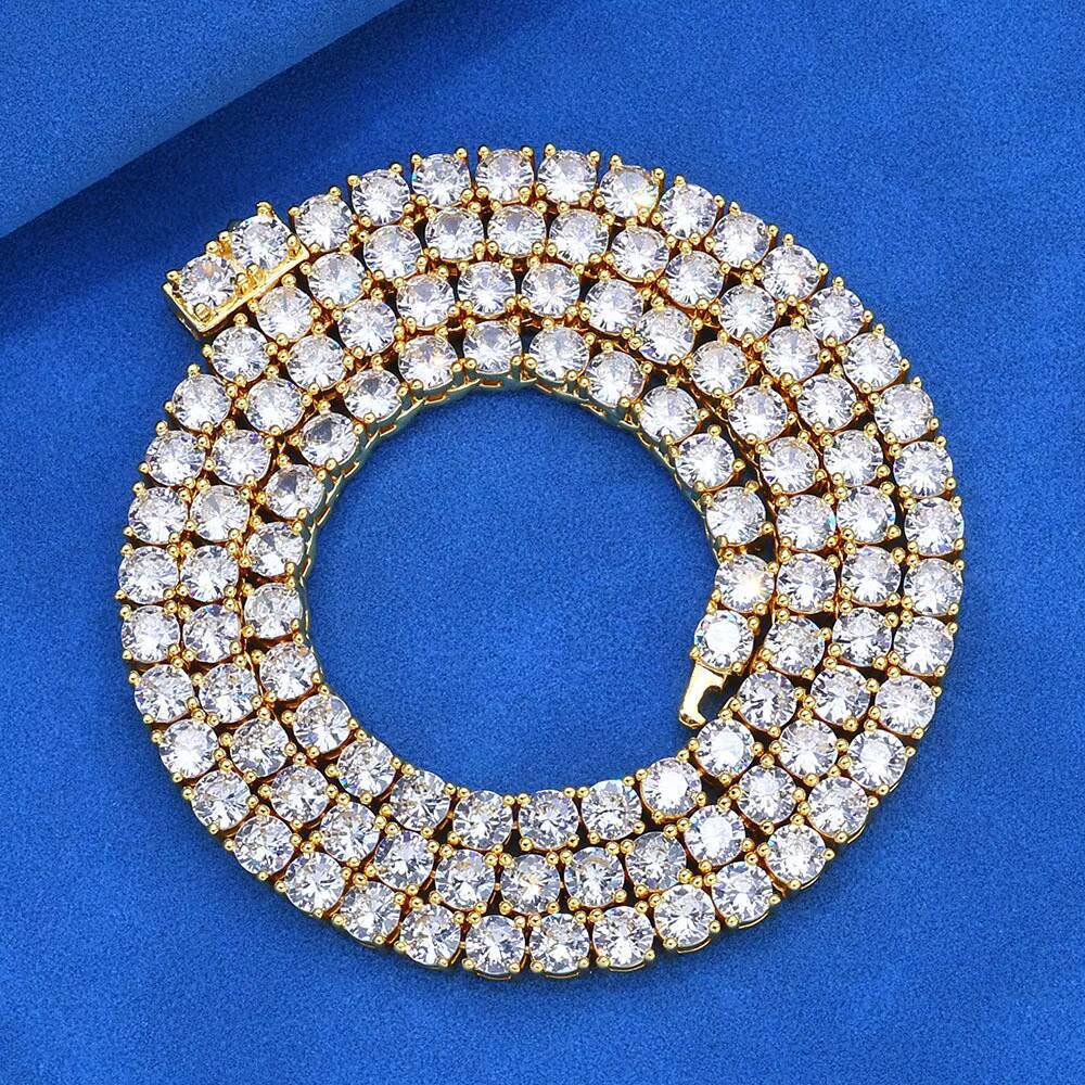 Mens 925 Silver Moissanite Tennis Chain Necklace Hip Hop Trendy with Spring Clasp Great for Gift Shows Brand Personality