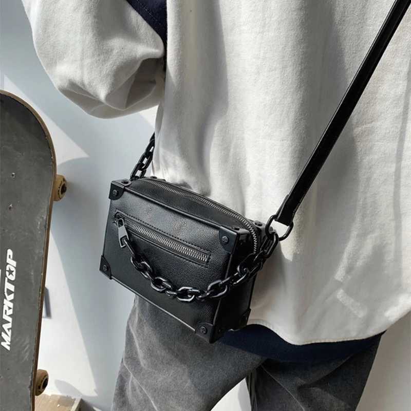 Crossbody Bag Unisex Fashion Small Square Shoulder Bag Handbag PU Leather Messenger Handbags with Adjustable Strap bolsa box sac Y250719