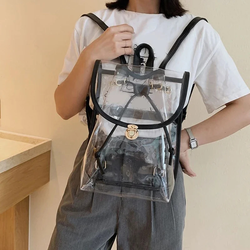 Transparent Backpack Women Messenger Bags PVC School Shoulder Bags Women 250714