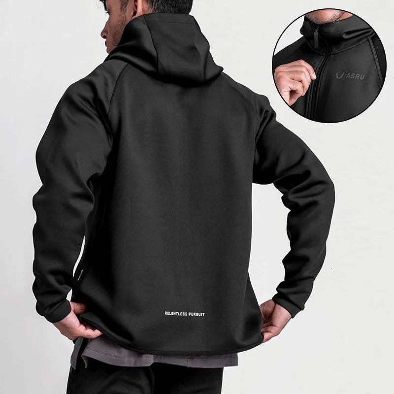 Mens Zipper Hooded Sweatshirt Gym Workout Hoodies Spring and Autumn Loose Fitness Sports Casual Jacket Clothing 250714