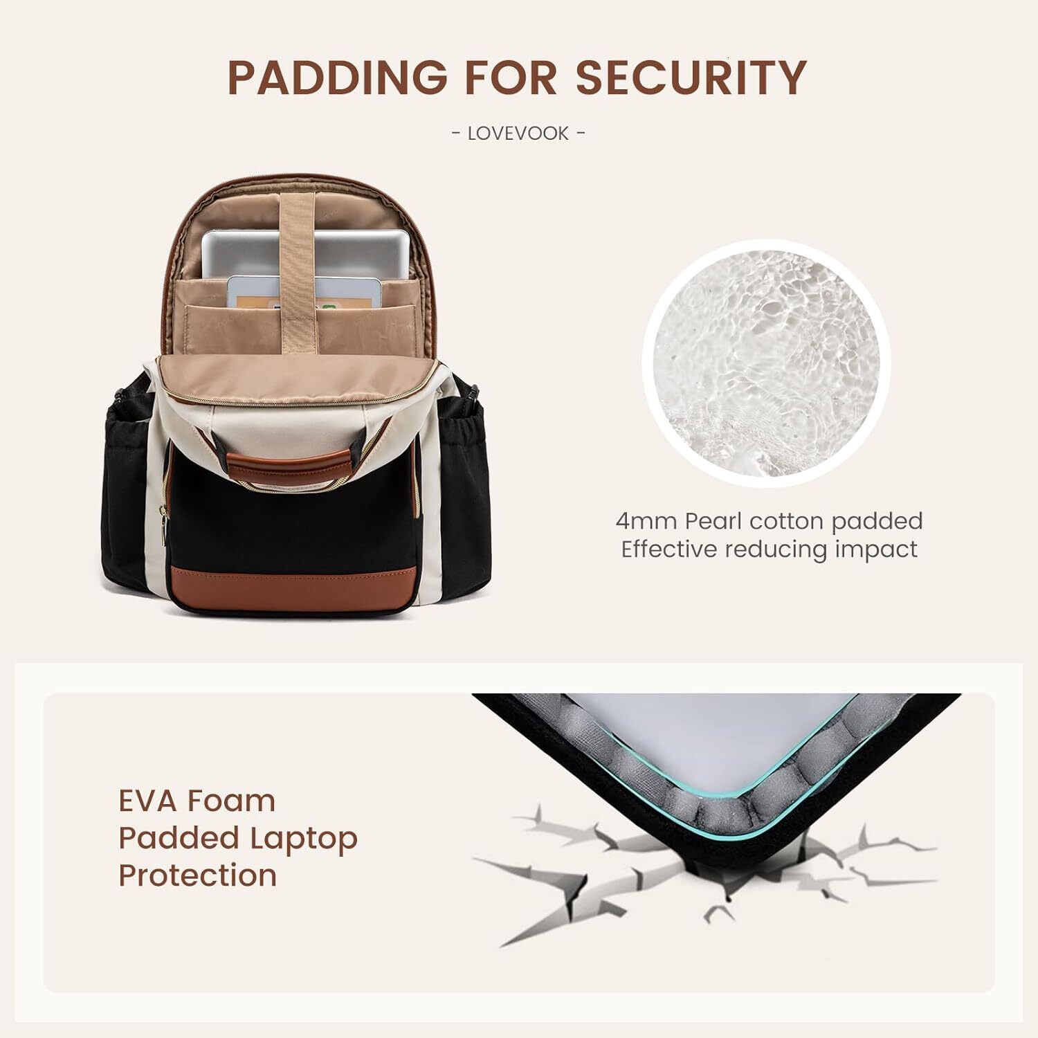 LOVEVOOK Women with Pouch Pocket for Large Capacity Cup,15.6 Inch Laptop Computer Bag Travel Purse,Waterproof designer bag Work Business Backpack Coll