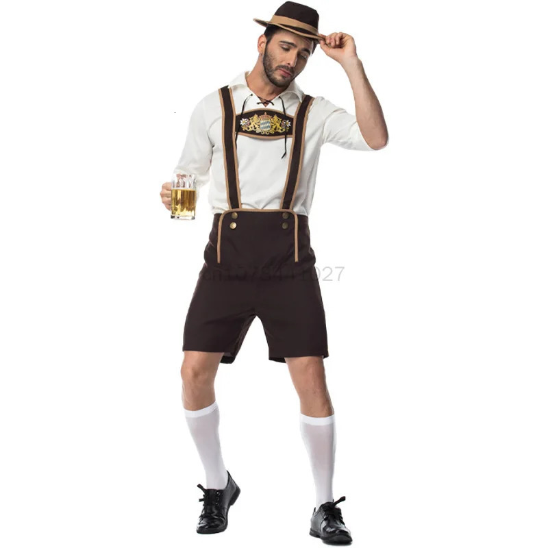 Classic Male Oktoberfest Costumes Bavarian Mens Suspenders Lederhosen Costume Cosplay Carnival Halloween Party Fancy Outfit 250714