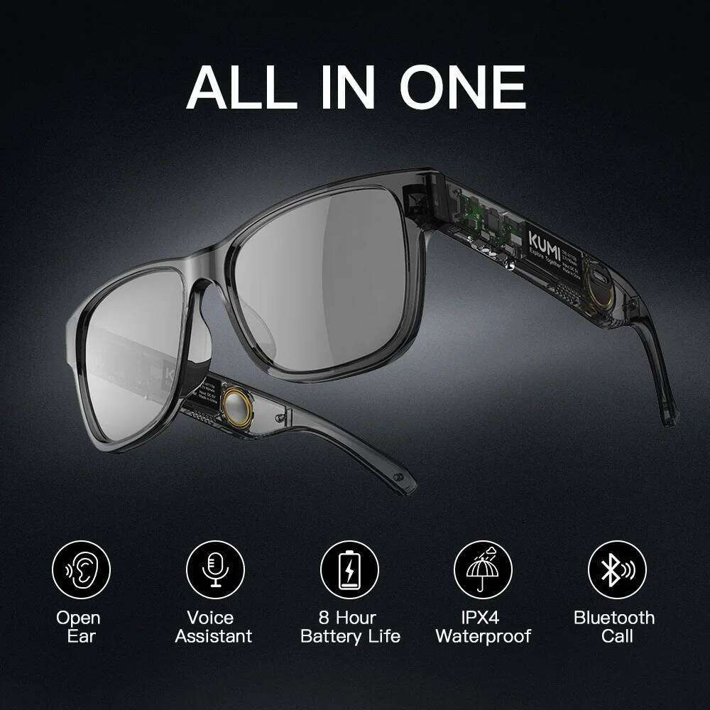 V1 Smart Polarized Sunglasses Bluetooth IPX4 Waterproof Open Ear Headphones AI Voice Assistant