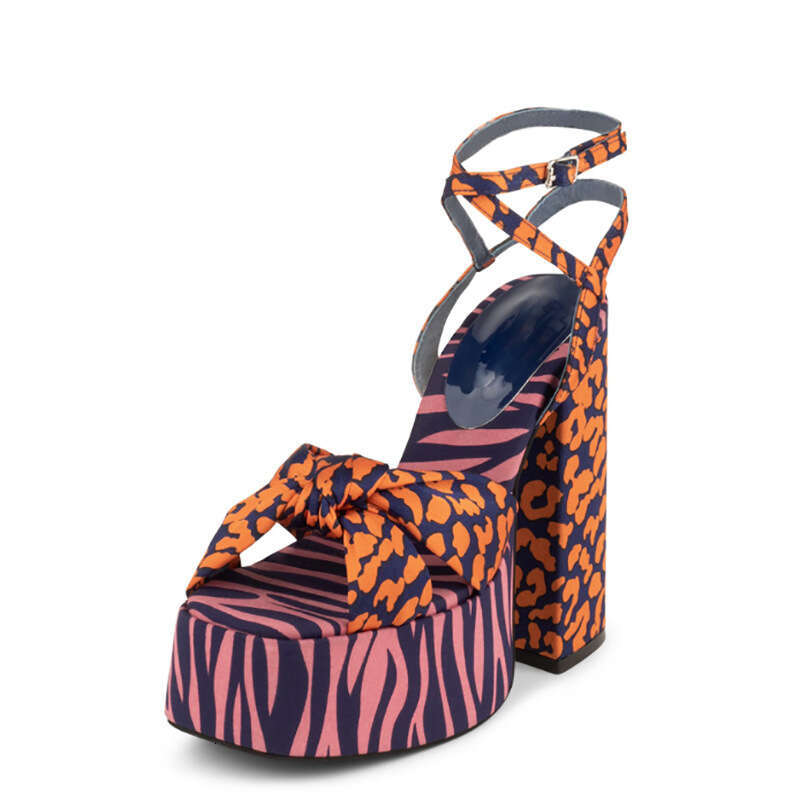 2022 New Hollow Peep Square Toe Super High Waterproof Platform Chunky Heel Large Size Loop Leg Buckle Sandals