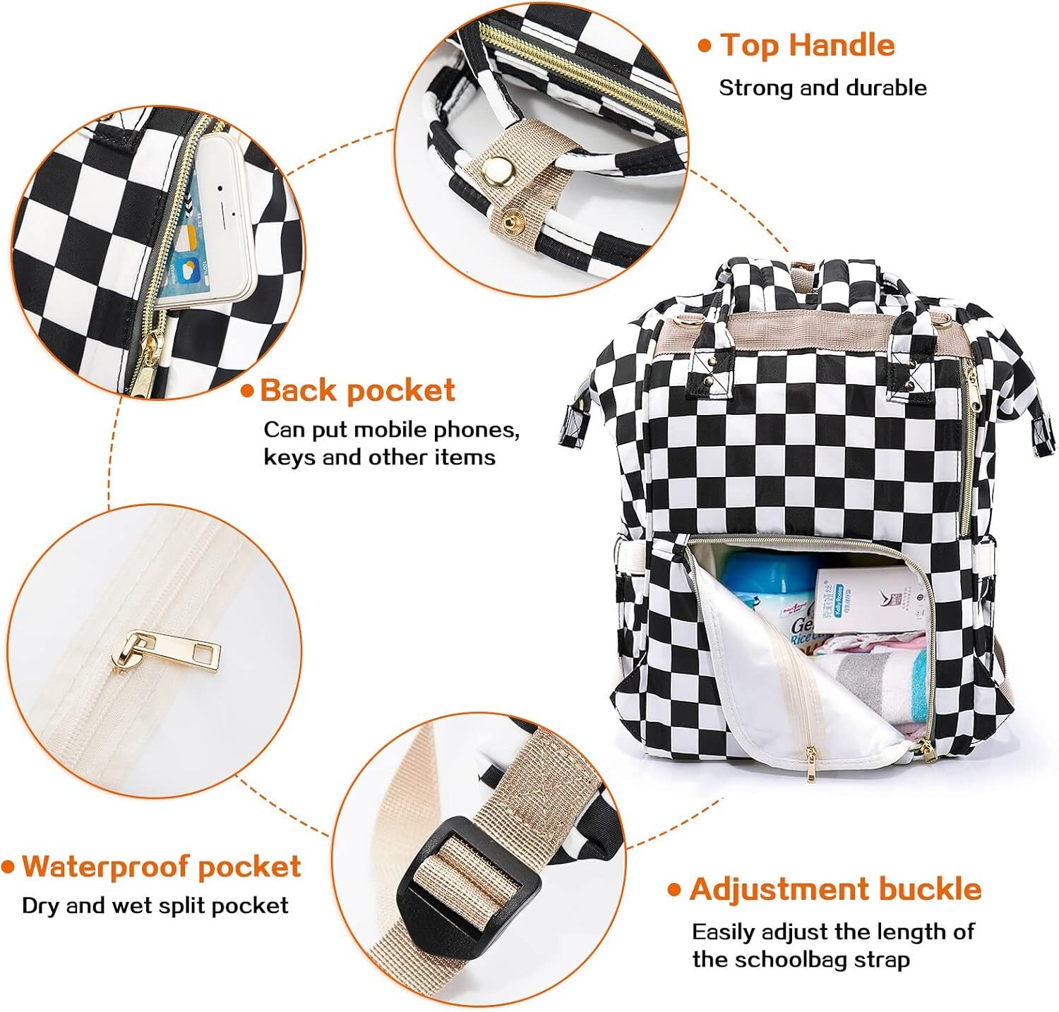 DHYMX Diaper for Mom & Dad, Multifunction Waterproof Baby designer bag Changing Bags, Large Nappy Bag Backpack