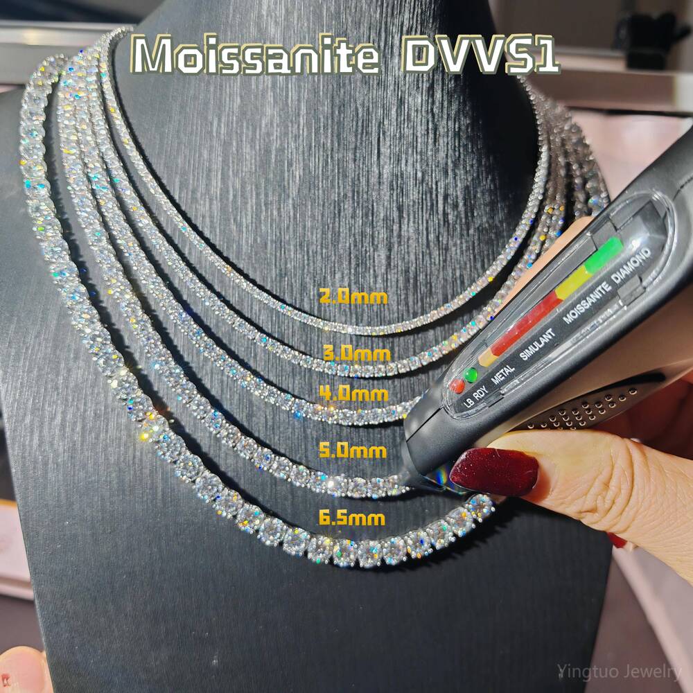 Wholesales Prices Hiphop Moissanite Tennis Chian Pass Diamond Test Moissanite Bracelet Necklace for Parties With GRA